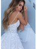 Spaghetti Straps Beaded Ivory Lace Tulle Wedding Dress